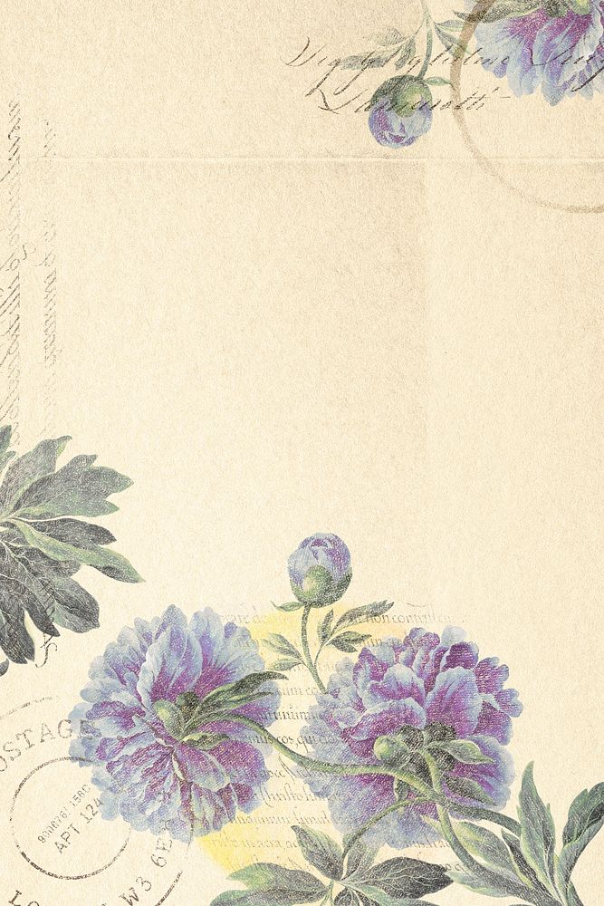 Aesthetic purple flower background, vintage illustration