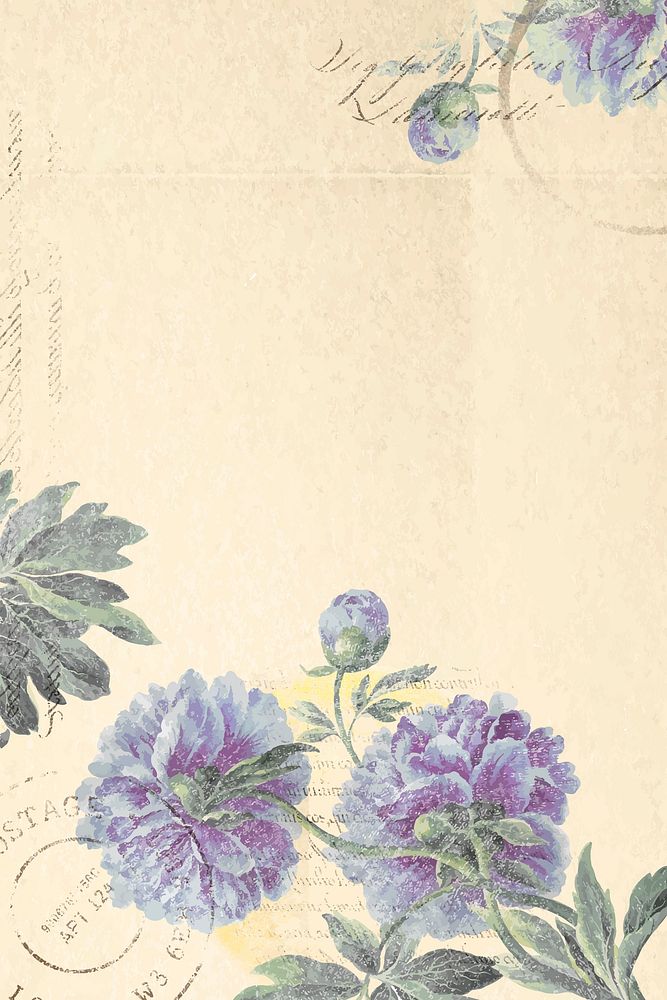 Aesthetic purple flower background, vintage illustration vector