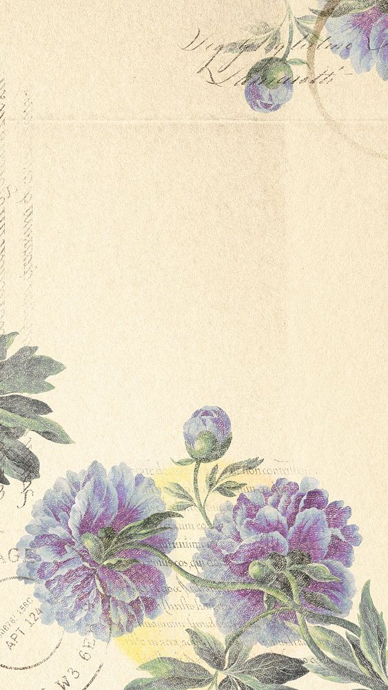 Aesthetic purple flower mobile wallpaper, ephemera background