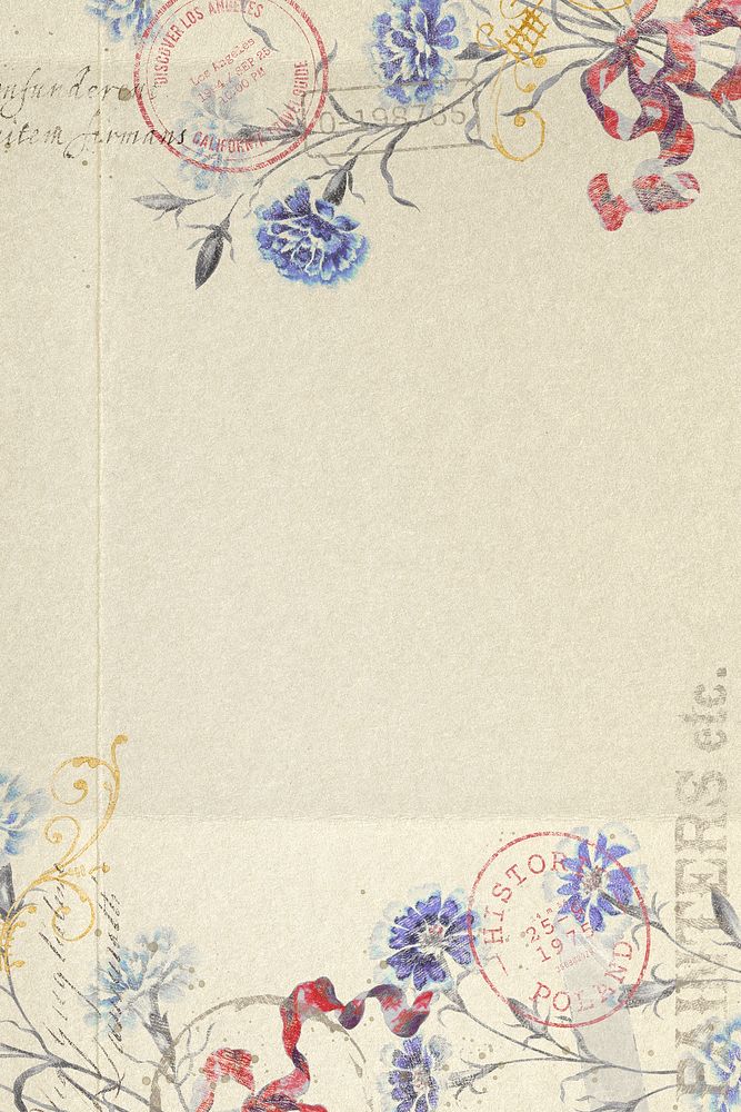 Aesthetic blue flower background, vintage illustration psd