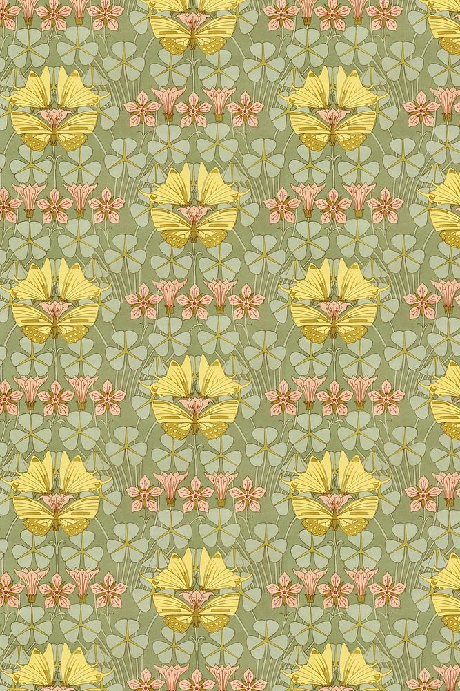 Vintage flower pattern background, famous Maurice Pillard Verneuil artwork remixed by rawpixel