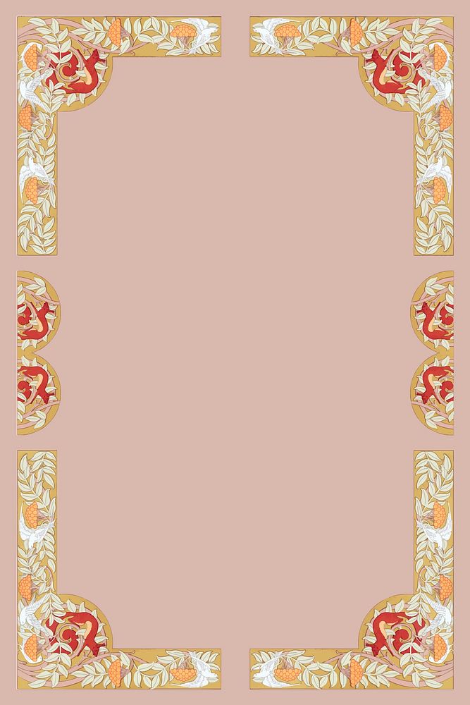 Pink vintage frame background, art deco pattern vector, Maurice Pillard Verneuil artwork remixed by rawpixel