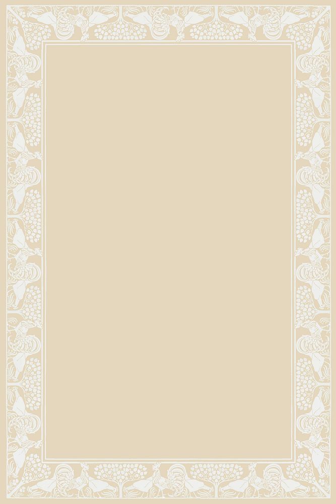 Beige nature frame background, art deco pattern vector, Maurice Pillard Verneuil artwork remixed by rawpixel