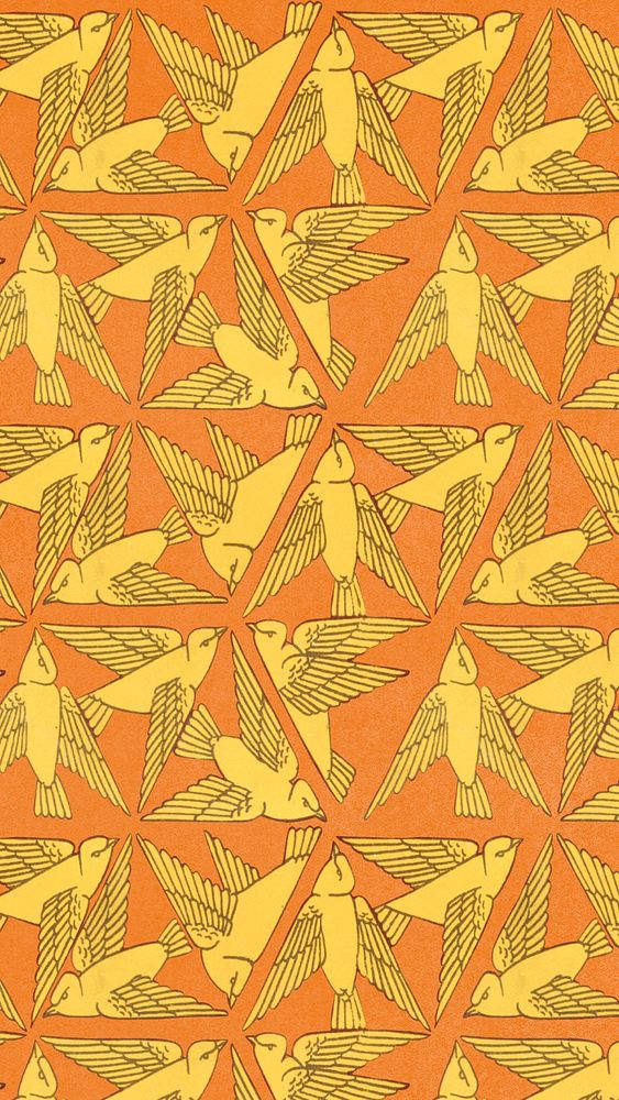 Triangle bird pattern mobile wallpaper, vintage animal, Maurice Pillard Verneuil artwork remixed by rawpixel