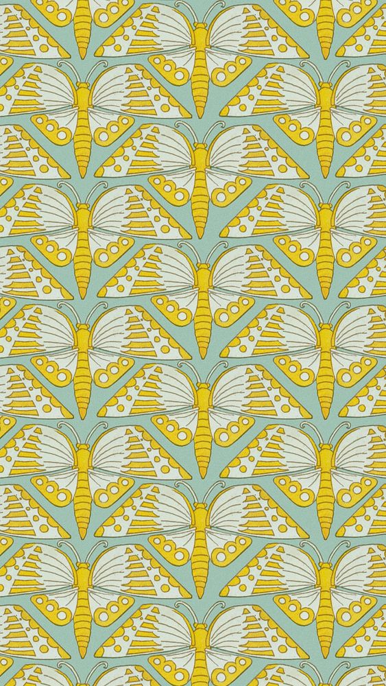 Exotic butterfly pattern phone wallpaper, vintage insect background, famous artwork remixed by rawpixel