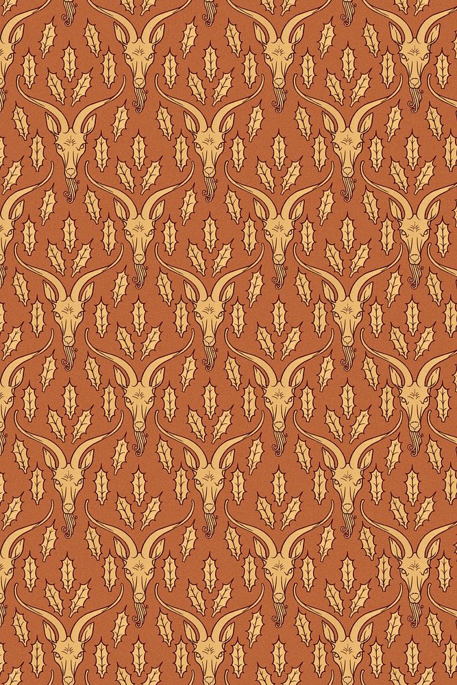 Brown goat pattern background, Maurice Pillard Verneuil artwork remixed by rawpixel