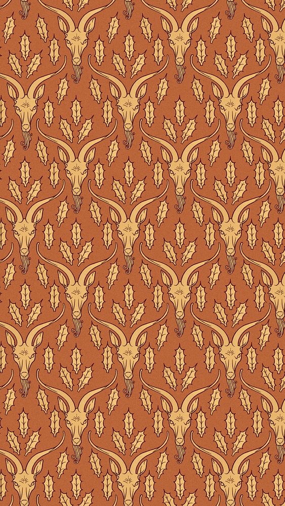 Brown goat pattern mobile wallpaper, Maurice Pillard Verneuil artwork remixed by rawpixel