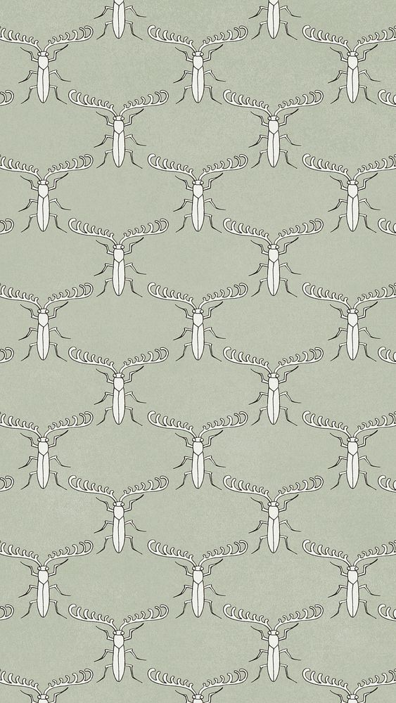 Maurice&rsquo;s art deco bug iPhone wallpaper, vintage pattern, famous artwork remixed by rawpixel