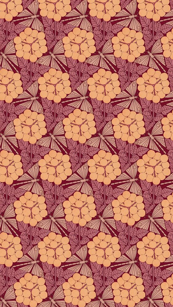 Vintage flower pattern mobile wallpaper, Maurice Pillard Verneuil artwork remixed by rawpixel