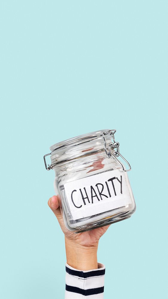 Charity money jar for donation campaign