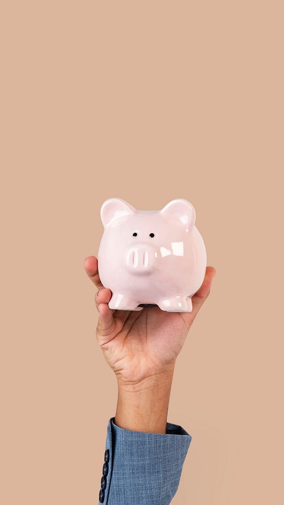 Hand holding piggy bank in finance concept