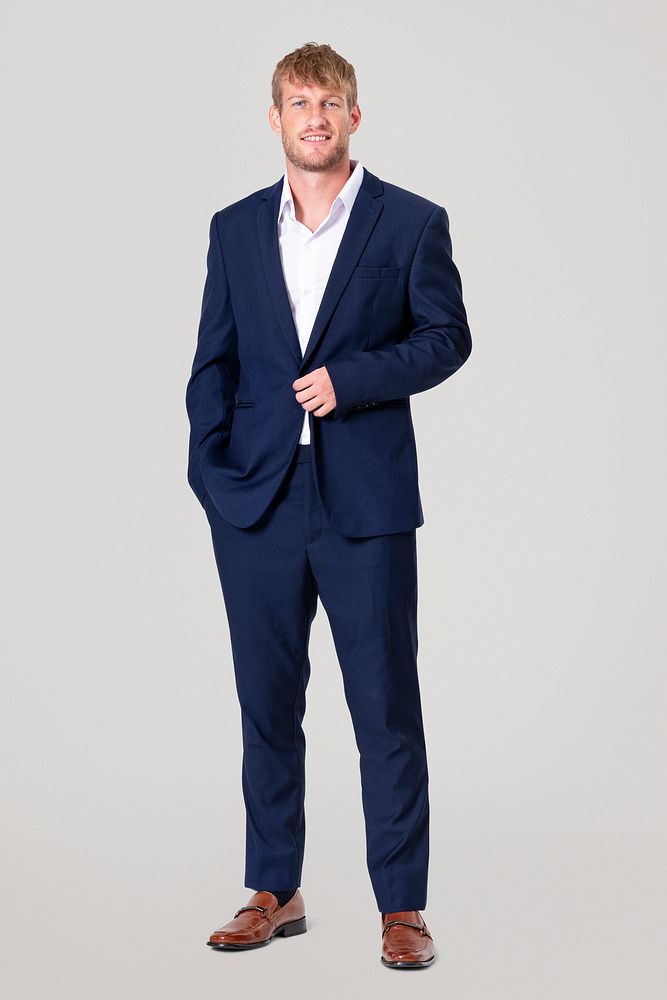 Confident European businessman full body portrait for jobs and career campaign