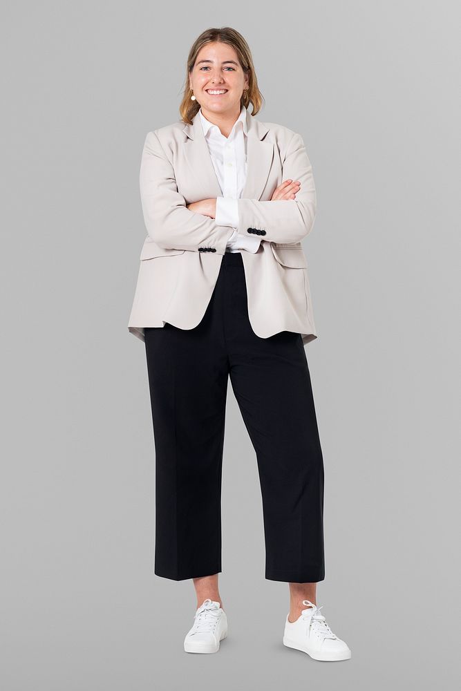 Confident European businesswoman full body portrait for jobs and career campaign