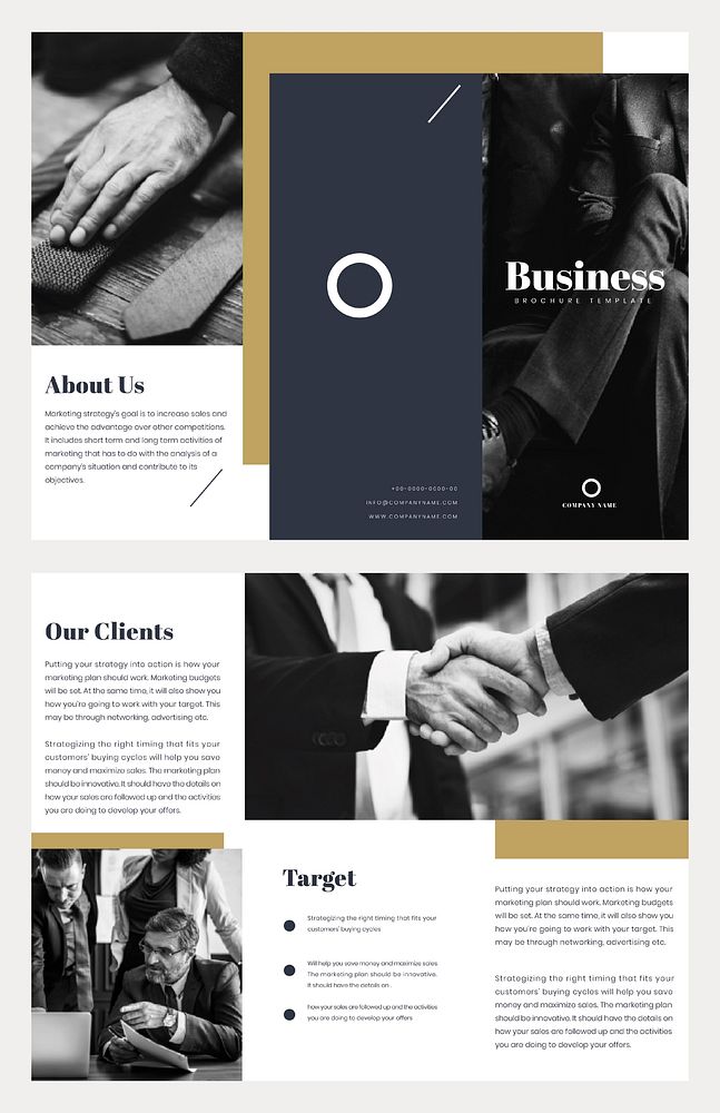 Business brochure template vector set tri-fold style