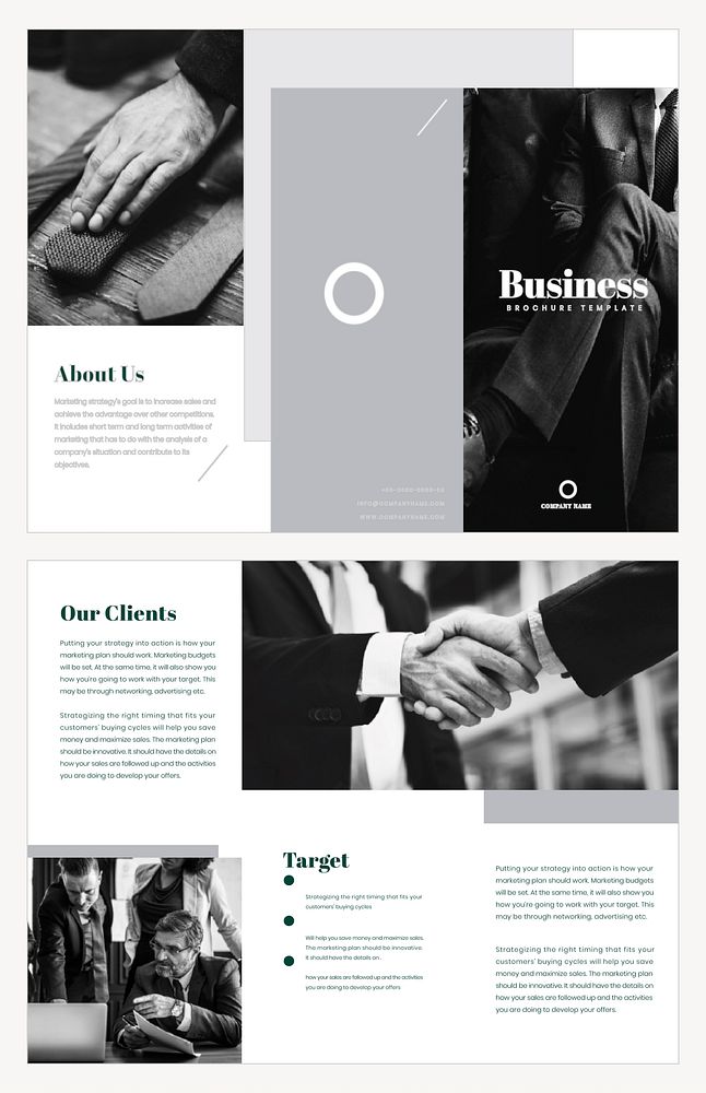 Business brochure template vector monotone set