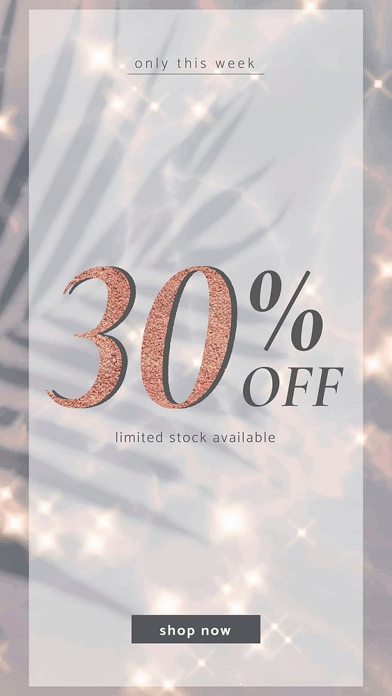 30% off sale template vector for social media story post