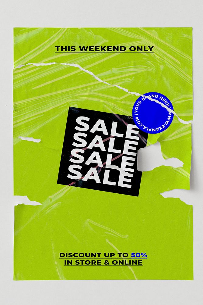Fashion and trends sale ad poster with retro color background