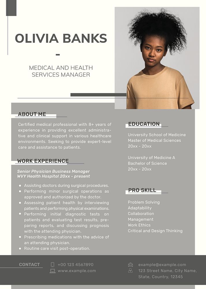 Clean resume editable template psd in brown with photo