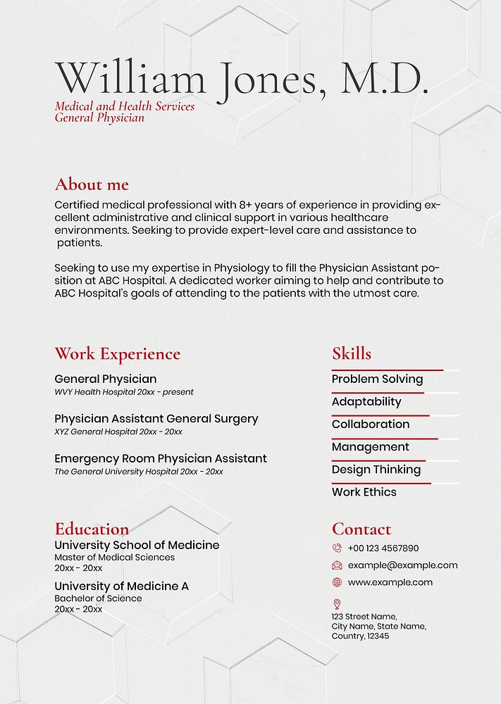 Clean abstract resume template vector with paper texture background