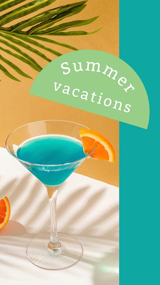Editable summer template vector for social media story