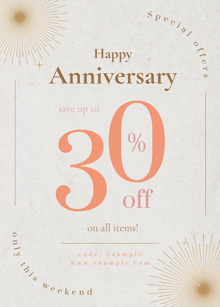 Anniversary sale poster template psd for social media post