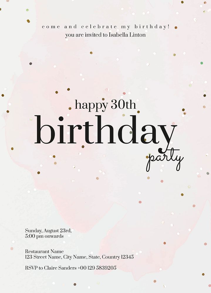 Online party invitation template psd birthday celebration