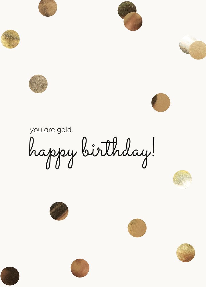 Birthday greeting card template psd with gold confetti