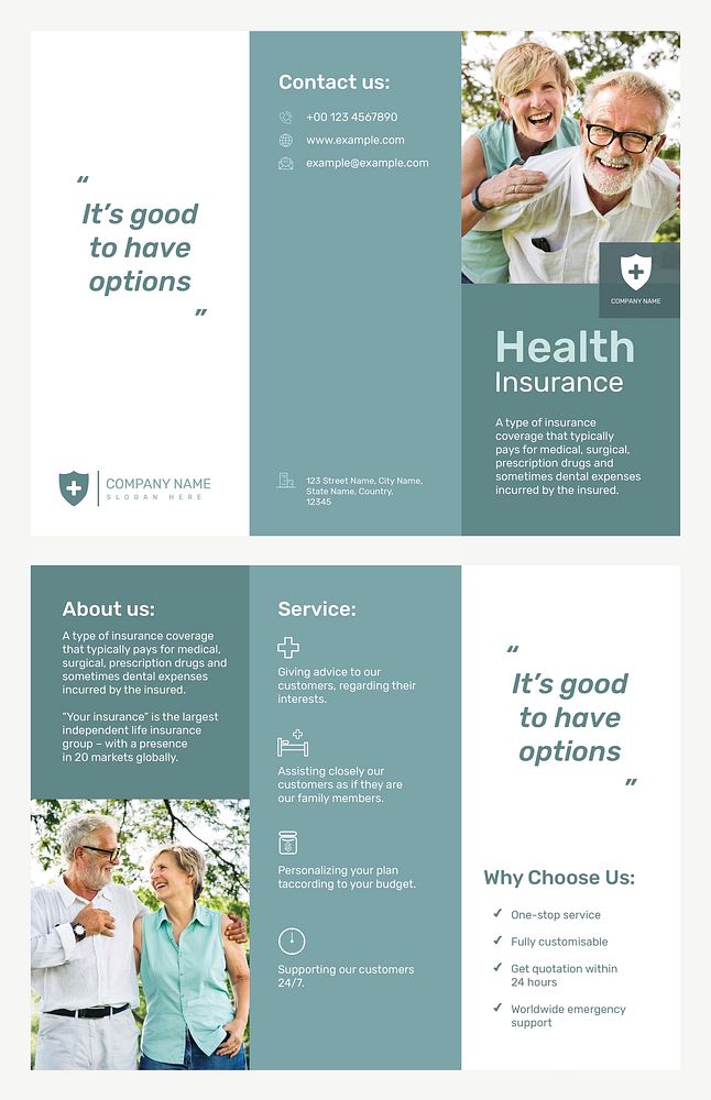 Health insurance brochure template vector with editable text
