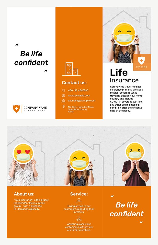Life insurance brochure template vector with editable text