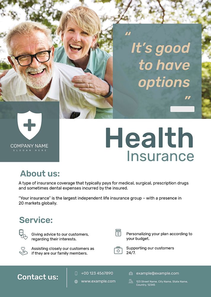 Health insurance poster template vector with editable text