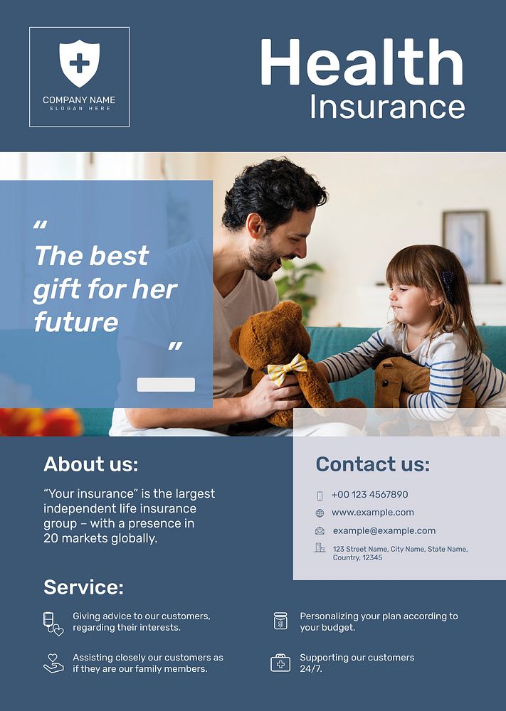 Health insurance poster template vector with editable text