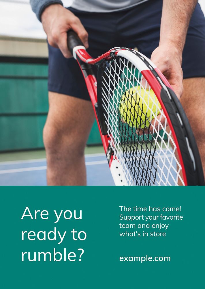 Tennis sports template vector motivational quote ad poster