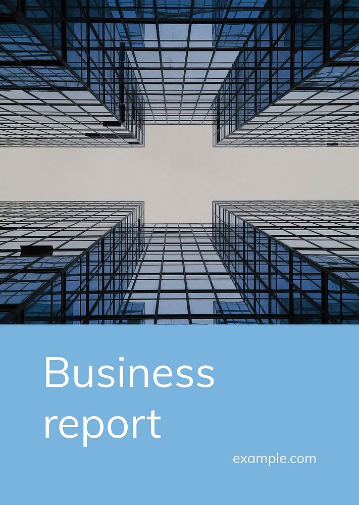 Business report cover template vector with high rise building photography