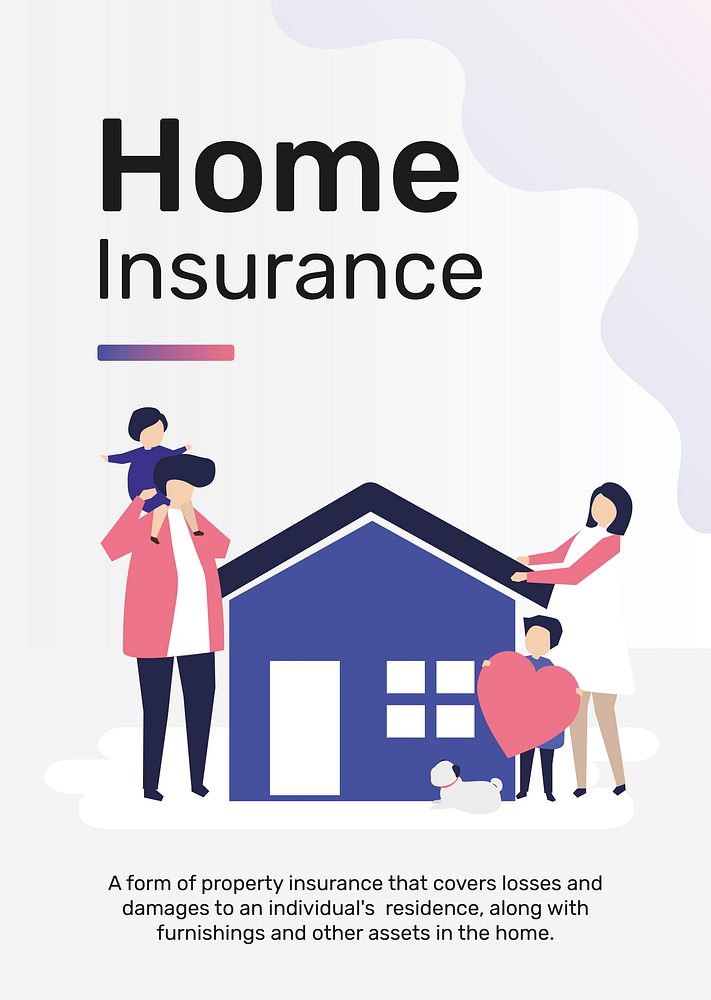 Home insurance template vector for poster