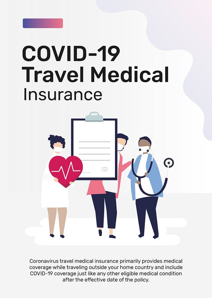 Poster template vector for COVID-19 travel medical insurance