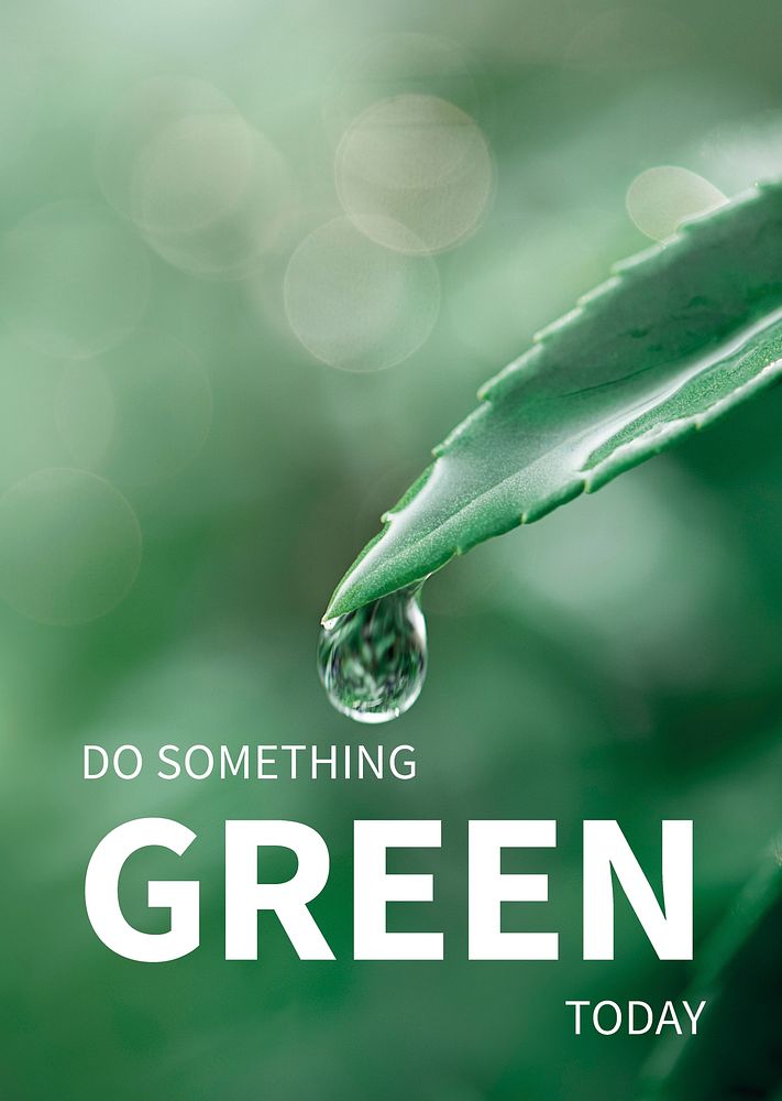 Environment poster editable template vector with green leaf