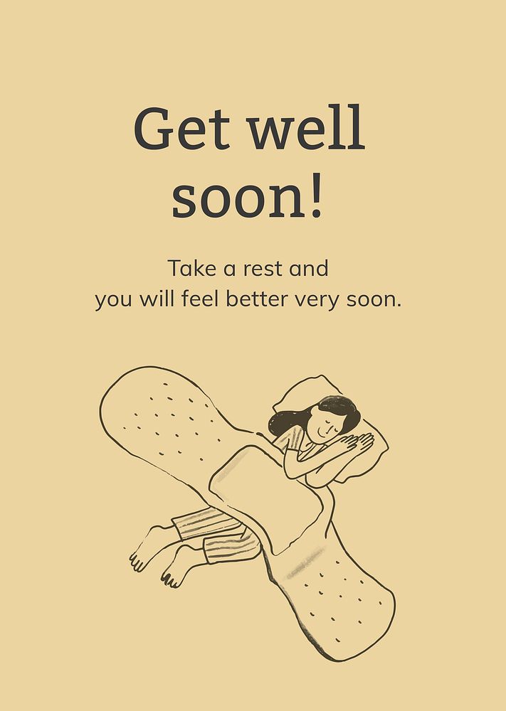 Get well soon template vector healthcare poster
