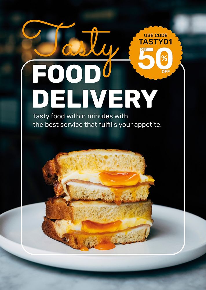 Food delivery poster template vector