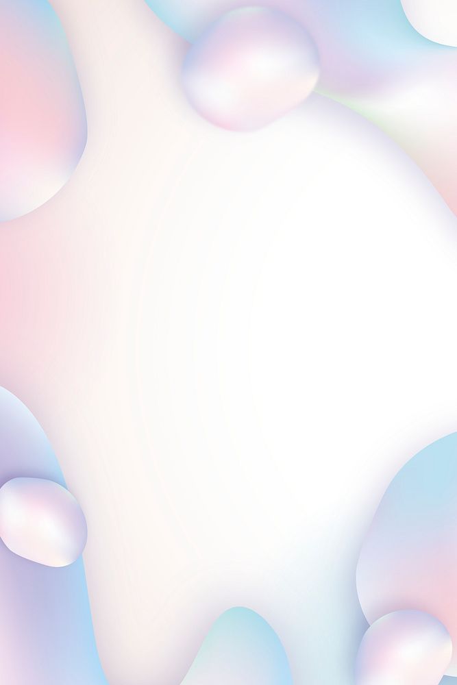 Iridescent white background, holographic frame in abstract design psd