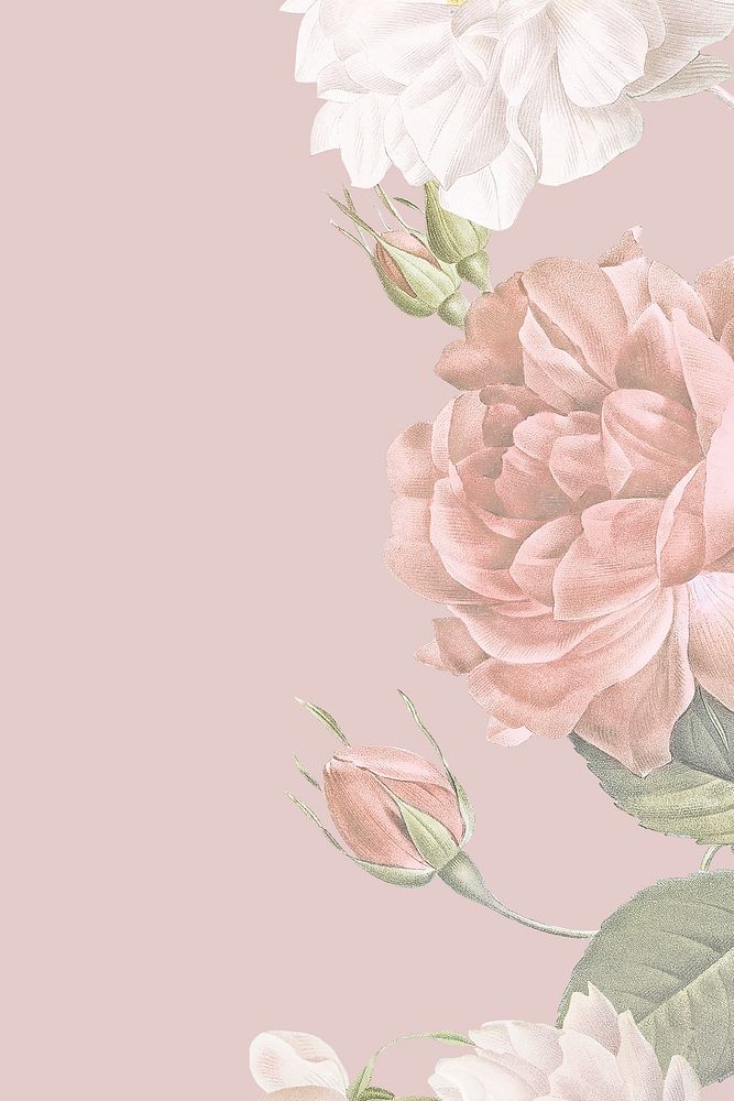 Vintage rose background, flower border in aesthetic design psd