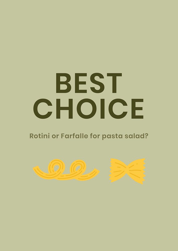 Pasta choice food template psd cute doodle poster