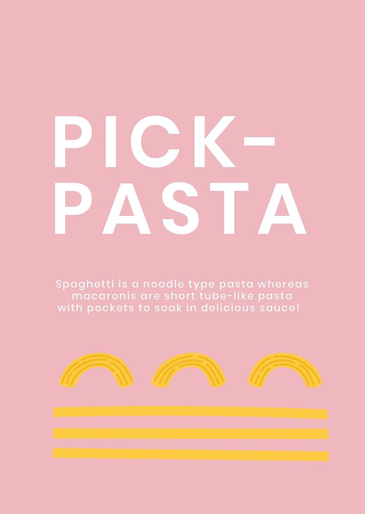Pick pasta pasta food template psd cute doodle poster