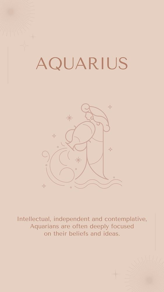 Minimal Instagram story template, Aquarius sign, astrology reading vector