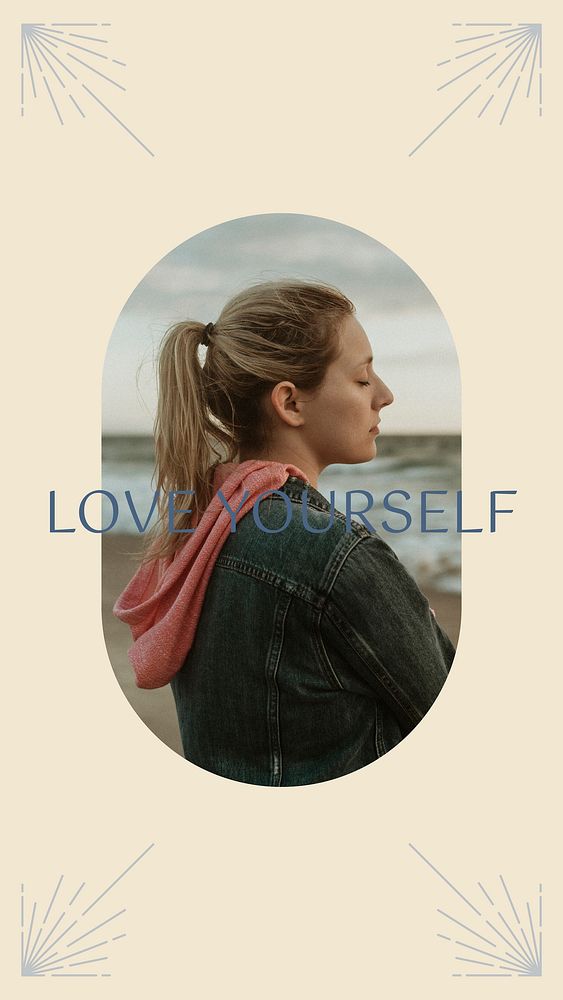 Mental health facebook story template, minimal love yourself graphic vector