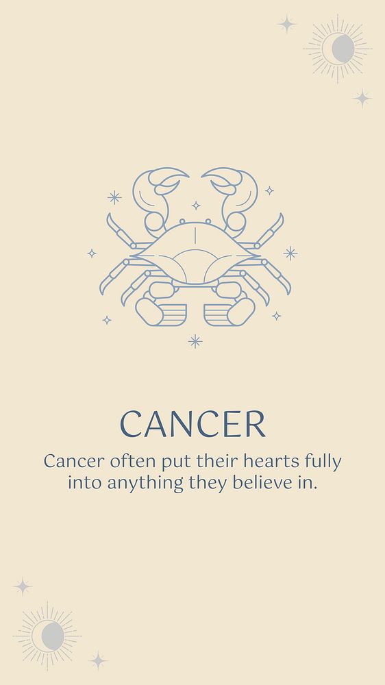 Minimal Instagram story template, Cancer sign, astrology reading vector