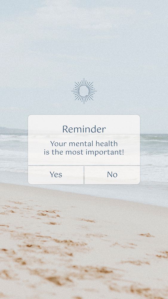 Mental health instagram story template, minimal notification graphic vector