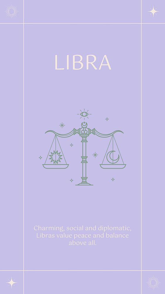 Minimal Instagram story template, Libra sign, astrology reading vector