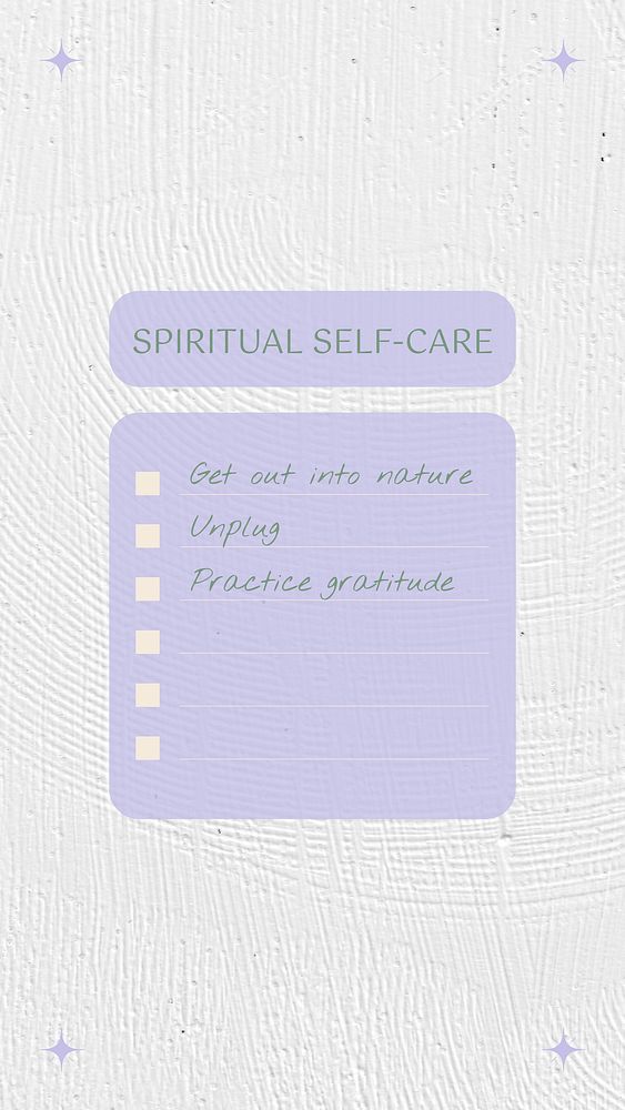 Spiritual quote instagram story template, minimal self-care checklist graphic vector