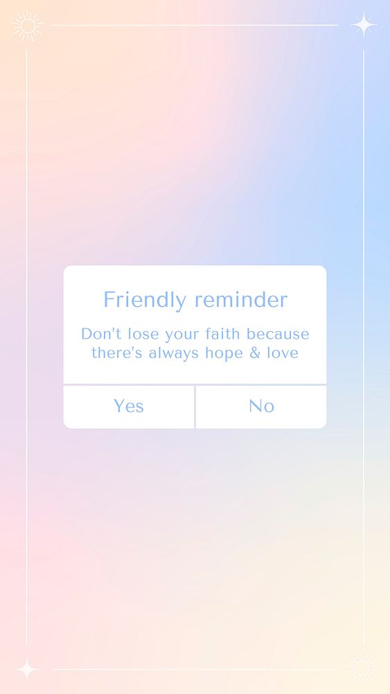 Friendly reminder instagram story template, aesthetic notification graphic vector