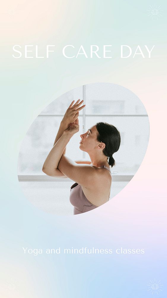 Yoga class instagram story template, aesthetic graphic vector